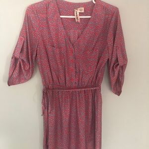 Red and Blue Wrap Dress